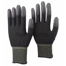 NMSAFETY Gants en polyester de calibre 13 avec revêtement PU noir sur les doigts